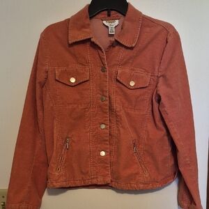 Tslbots Womens Button Front Terra Cotta Color Corduroy Jacket SZ M